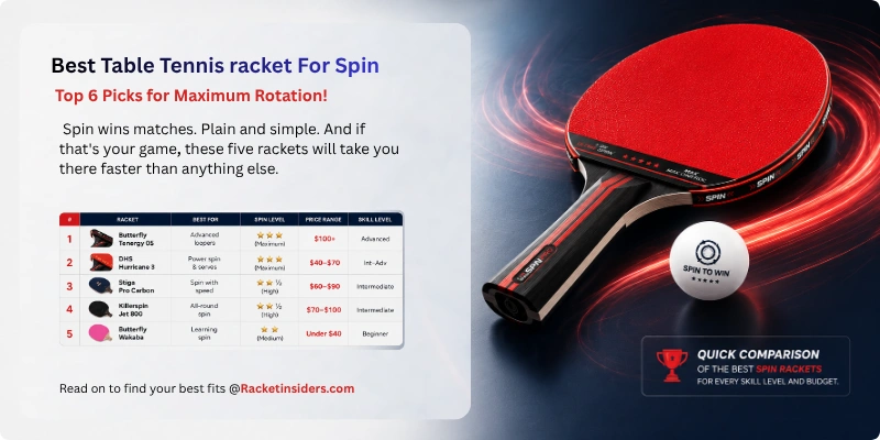 Best table tennis rackets for spin Best table tennis rackets for spin: top 6 comparison chart with specs, prices, and skill levels.