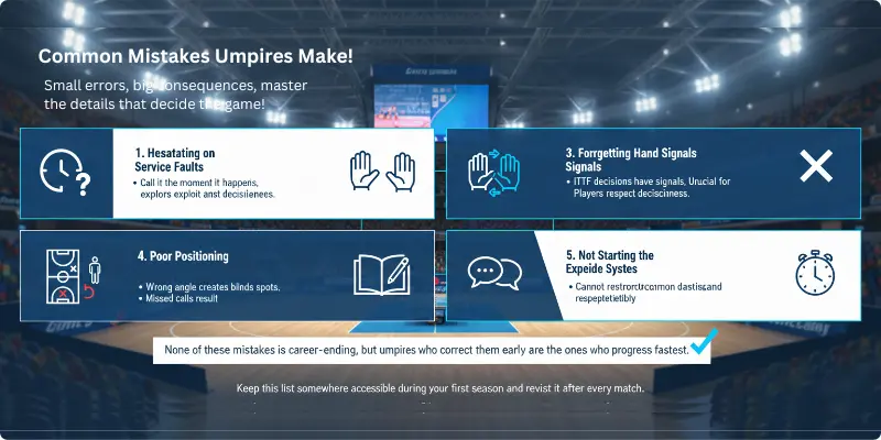 Common mistakes table tennis umpires make affecting match decisions and fairness