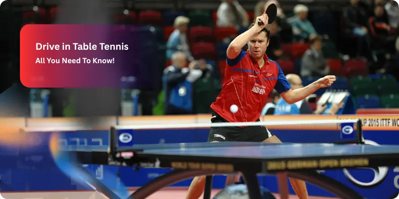 A player playing a drive in Table tennis
