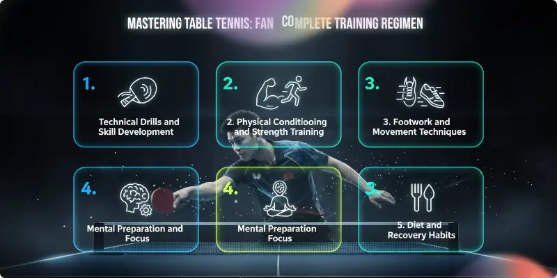 Infographics showing, Fan zhendong training with step by step process
