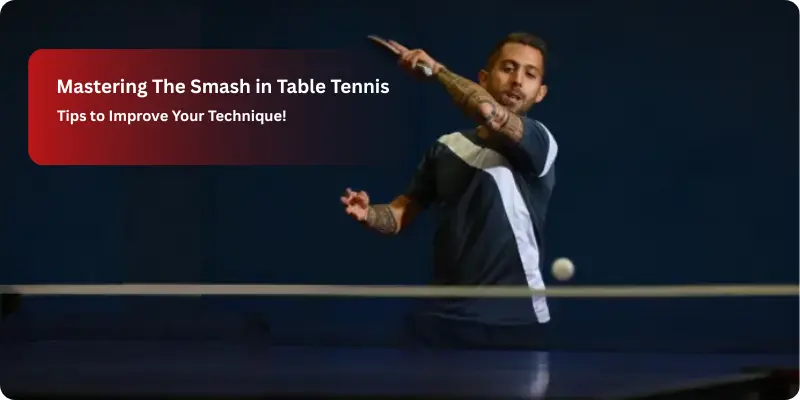 A player while playing a smash in table tennis