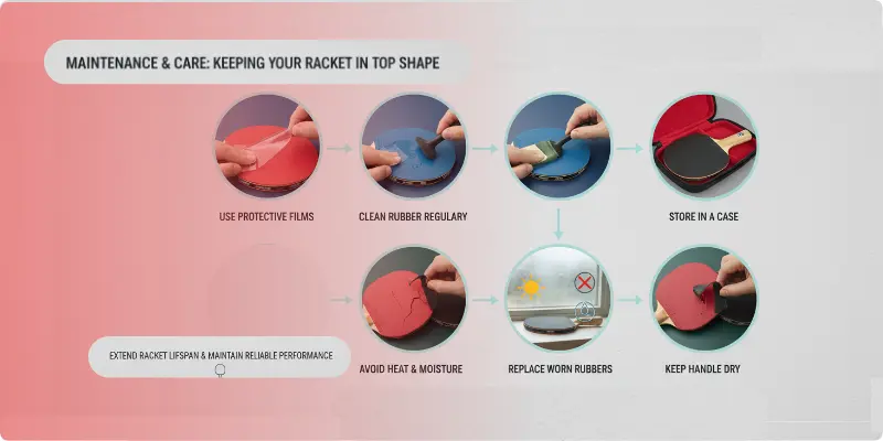 Table tennis racket maintenance: cleaning, storage, and care tips.