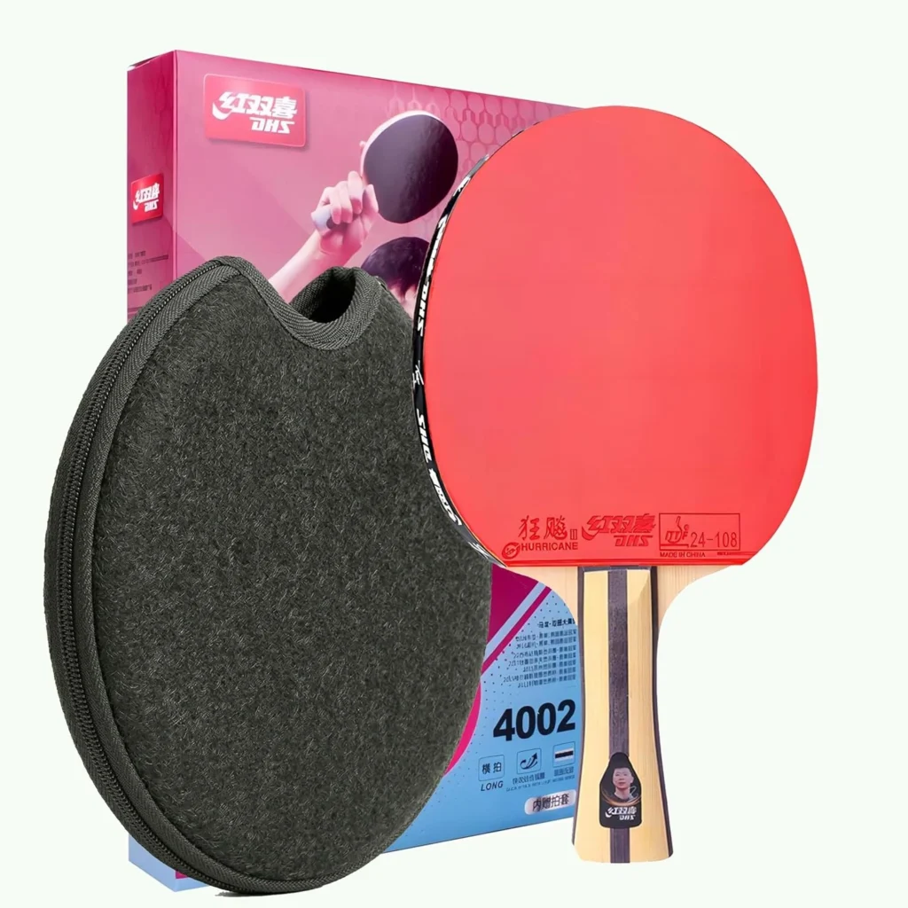 DHS 4002 table tennis racket – best value beginner paddle with Hurricane 3 rubber and 7-ply blade, priced $30–$40