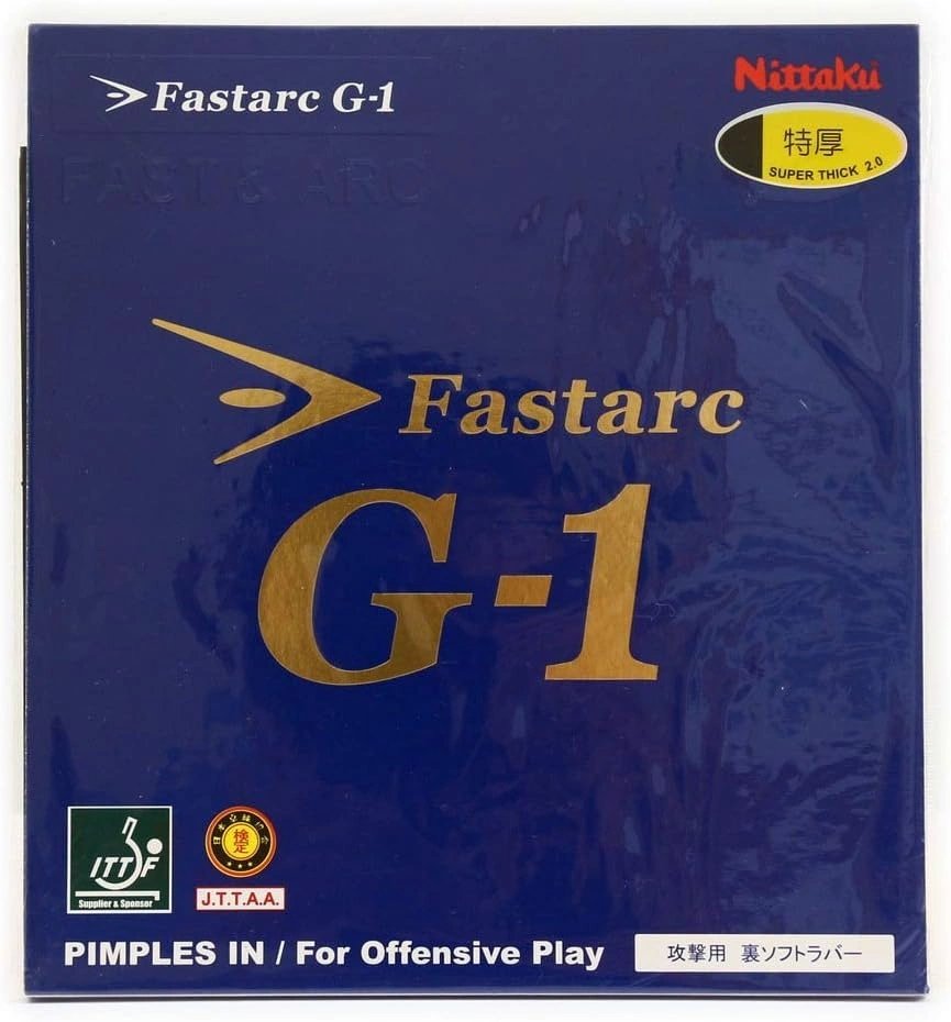 Nittaku Fastarc G-1 table tennis rubber, black, 2.0mm, OFF+ tensor rubber.
