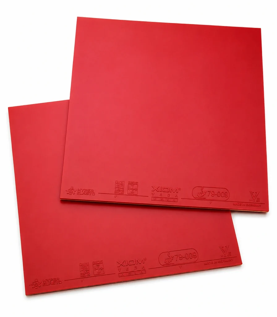 Red table tennis rubber.