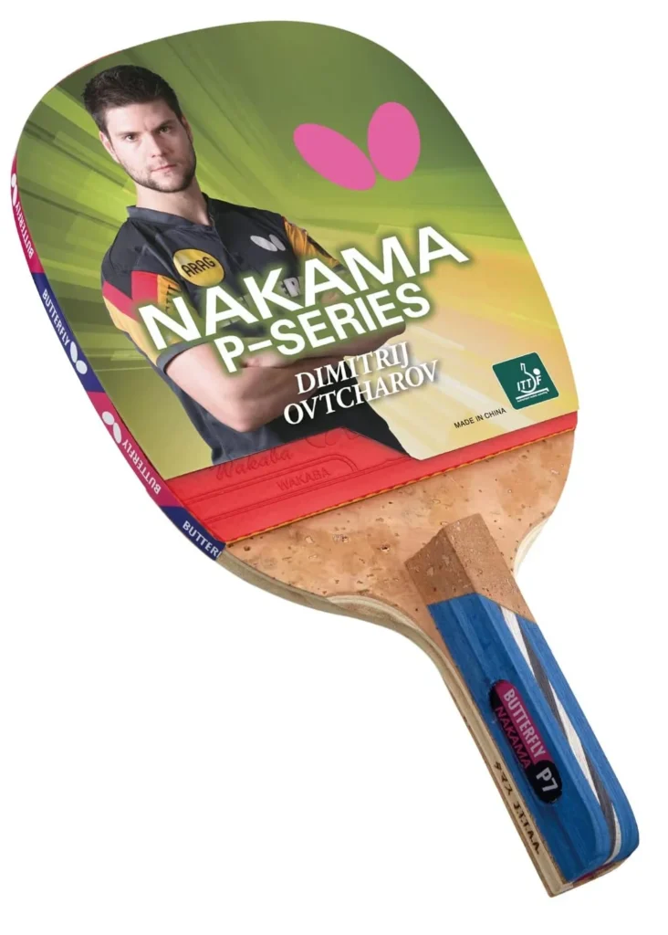 Butterfly Nakama P7 penhold table tennis racket – best for penhold beginners with 5-ply wood blade and Wakaba rubber, priced $50–$70