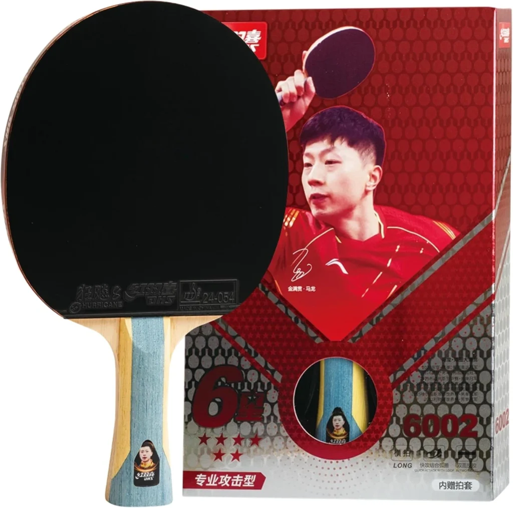 DHS Six-Star 6002 table tennis racket for advanced power spin and serve control